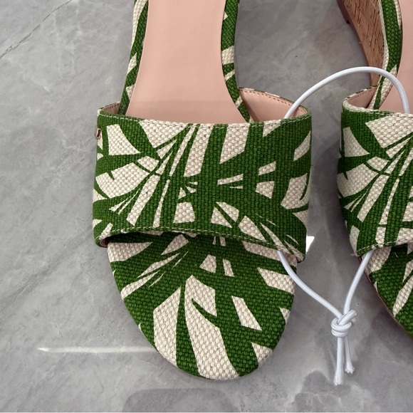 NWOT Women’s Kate Spade Myrah Palm Frond Cork Heel Wedge Open Toe Sandals 5.5 - Picture 3 of 13